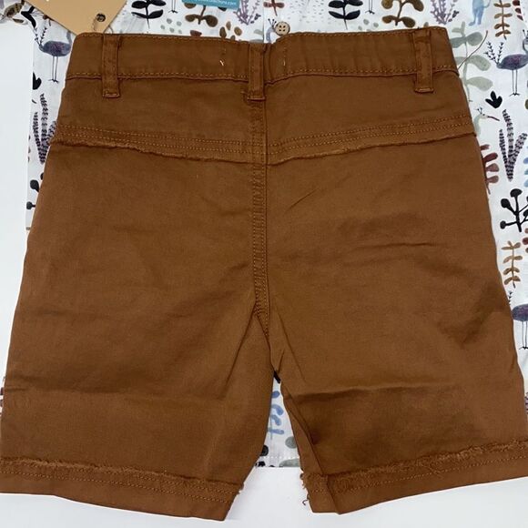 pastel 2 pc set short pant with raw edge cuff/collared CA shirt sz  7 kids New - Picture 7 of 14